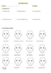 English Worksheet: APPEARANCE hair/eyes