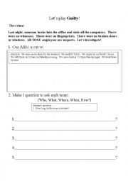 English Worksheet: Guilty game 2