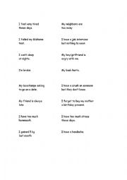 English Worksheet: Oral activity- problem cards