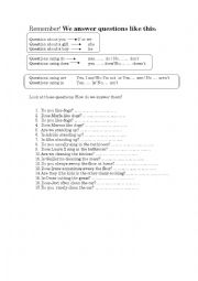 English Worksheet: answering present simple and present continuous questions