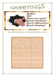 English Worksheet: Greetings puzzle