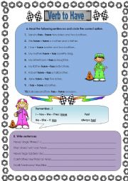 English Worksheet: Verb to have