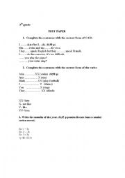 English Worksheet: Test paper