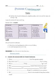 English Worksheet: Present Continuous