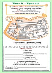 English Worksheet: In Marys pencil case