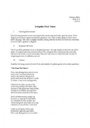 English Worksheet: Road Not Taken (Irregular Past Tense)