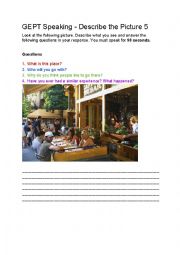 English Worksheet: GEPT Picture Description 5