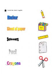 English Worksheet: school supplies