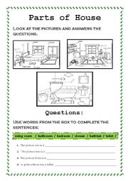 English Worksheet: Parts of house