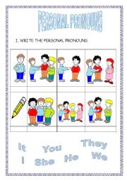 English Worksheet: PERSONAL PRONOUNS