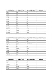 English Worksheet: Irregular verbs list