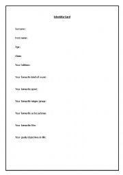 English Worksheet: Identity Card for new students