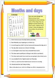 English Worksheet: Months and days of Simon and Lucy