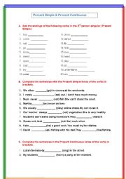 English Worksheet: Present Simple and Continuous