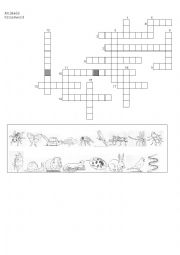 English Worksheet: animals crossword