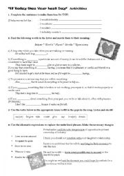 English Worksheet: If Today was your Last Day- Nickelback