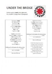 Under the Bridge song worksheet