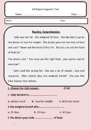 English Worksheet: G3 Diagnostic test
