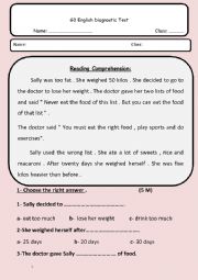 English Worksheet: G3 Diagnostic test