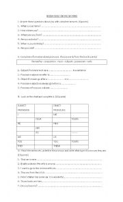 English Worksheet: PRONOUNS