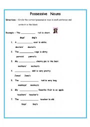 English Worksheet: Possessive Nouns