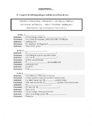 English Worksheet: Shopping