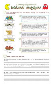 English Worksheet: Learning English with Video Games