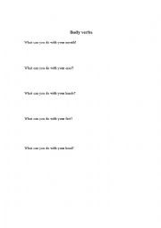 English Worksheet: Body verbs