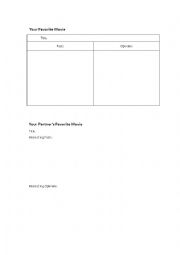 English Worksheet: Your Favorite Movie