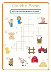 English Worksheet: On the Farm Crossword