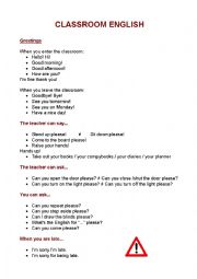 English Worksheet: Classroom English 