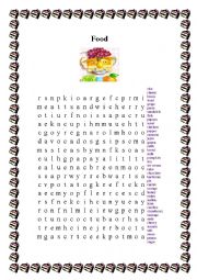 English Worksheet: Food Wordsearch