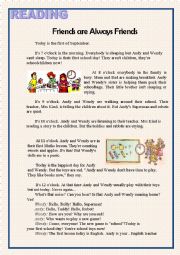 English Worksheet: Reading: Friends are always friends