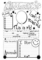 English Worksheet: All About Me