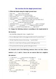 English Worksheet: The exercise for the simple present tense