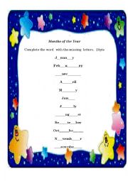 English Worksheet: Months of the year complete