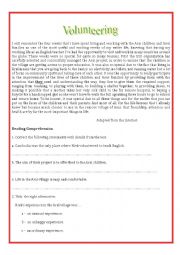 English Worksheet: volunteering