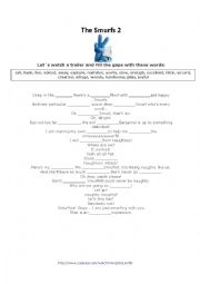 English Worksheet: The  smurf 2