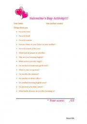 English Worksheet: How well do you know your partner 