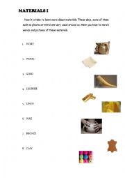 English Worksheet: Ancient Materials I