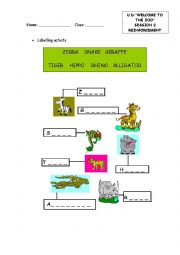 English Worksheet: Labellin zoo animals