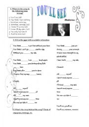 English Worksheet: Youll See- Madonna