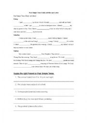 English Worksheet: Past Simple Daily Activities
