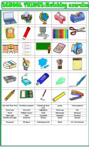 School things matching exercise