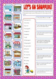 English Worksheet: Shopping Matching Exercise