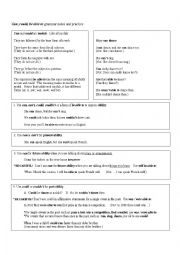 English Worksheet: Can and could grammar notes and test