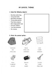 English Worksheet: School objects