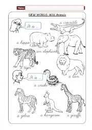 English Worksheet: Wild animals - new words