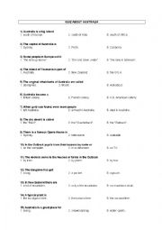 English Worksheet: Quiz about Australia