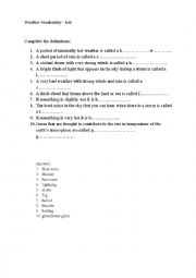 English Worksheet: Weather vocabulary test